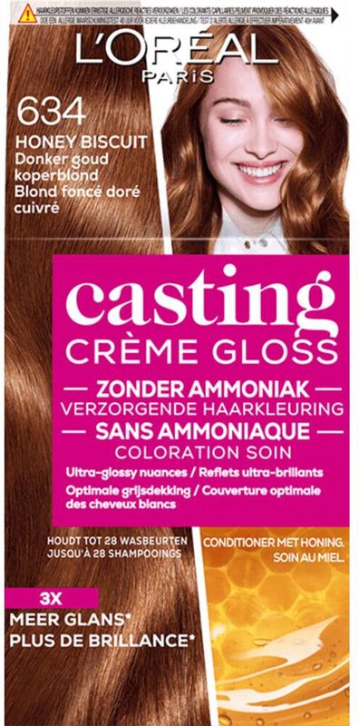 6x L'Oréal Casting Crème Gloss Haarkleuring 634 Honey Biscuit - Donker Goudkoperblond