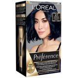 6x L'Oréal Préférence Permanente Haarkleuring 2.1 Blauw Zwart