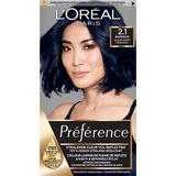 6x L'Oréal Préférence Permanente Haarkleuring 2.1 Blauw Zwart