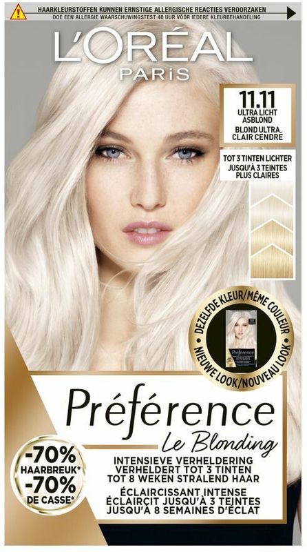 6x L'Oréal Preference Haarkleuring 11.11 Venice - Ultra Licht Asblond