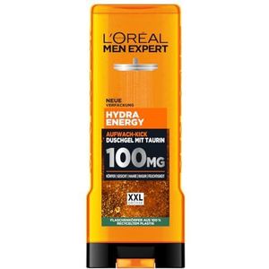 L'Oréal Men Expert XXL douchegel en shampoo voor mannen, douchebad voor het reinigen van lichaam, haar en gezicht, lichaamsverzorging voor langdurige frisheid met taurine, Hydra Energy, 1 x 400 ml
