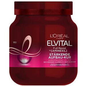 L'Oréal Paris Elvital Haarbehandeling tegen haaruitval door haarbreuk, zonder parabenen of siliconen, voor futloos haar, met biotine, provitamine B5 en arginine, Full Resist Multi Power Kur, 1 x 680