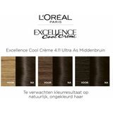 L'Oréal - Excellence Cool Crème - Permanente Crèmekleuring - 4.11 - Ultra As Middenbruin - 6x