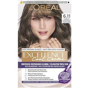 Excellence Cool Crème 6.11 Ultra As Donkerblond Permanente Haarverf Asblond