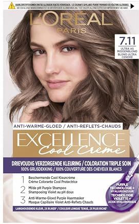 L'Oréal Paris Excellence Cool Crème Ultra As Middenblond 7.11 - Permanente Haarkleuring