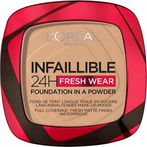 3x L'Oréal Infaillible 24H Fresh Wear Foundation Poeder 140 Golden Beige 8 gr