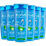 L'Oréal Paris Elvive For Men anti-roos shampoo - 6 x 250 ml - voordeelverpakking