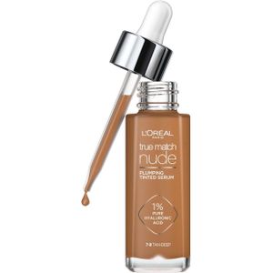 L'Oréal Paris True Match Nude Volumegevend Getint Serum Foundation met hyaluronzuur - 7-8 Tan Deep - 30ml - Vegan