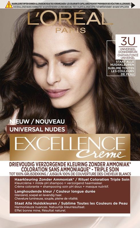 L'Oréal Paris Excellence Universal Nudes 3U - Universeel Donkerbruin - Permanente haarverf