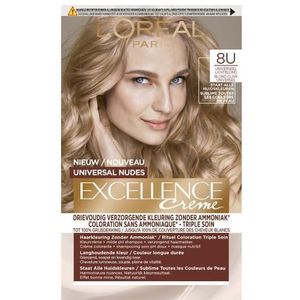 L'Oréal Paris Excellence Universal Nudes Lichtblond 8U - Permanente Haarkleuring Zonder Ammoniak