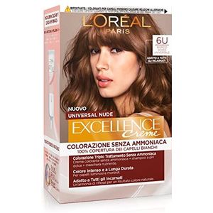 L'Oréal Paris Excellence Universal Nude, permanente haarverf, zonder amabonnetjes, met universele reflex, geschikt voor alle gevangenissen, intensieve kleur tot lange houdbaarheid, donkerblond 6u