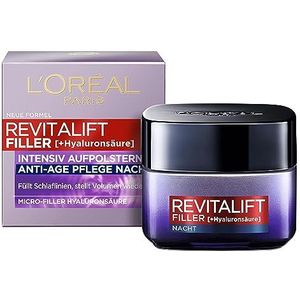 L'Oréal Paris Hyaluron anti-veroudering nachtcrème met hyaluronzuur voor vocht en anti-rimpel Revitalift Filler per 1 x 50 ml