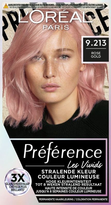 L'Oreal Paris Préférence Vivids 9.213 - Rose Gold Melrose - Permanente Haarkleuring