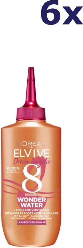 L’Oréal Paris Elvive Dream Lengths 8 Seconden Wonder Water - Lang, Beschadigd Haar - 6 x 200ml