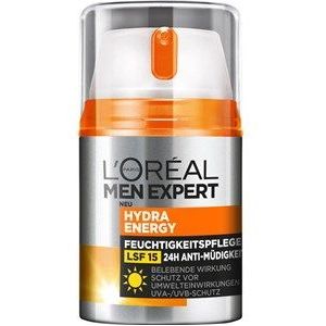 L'Oréal Men Expert Gezichtsverzorging met LSF 15, vochtinbrengende crème met zonwering, guarana en vitamine C, Hydra Energy 24 uur vochtinbrengende verzorging, anti-vermoeidheid, 1 x 50 ml