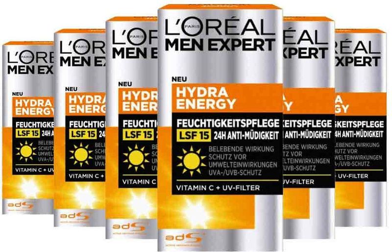 6x L'Oréal Men Expert Gezichtsserum Hydra Energy 24h 50 ml