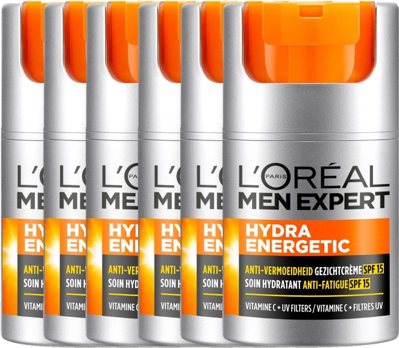 L'Oréal Paris Men Expert hydraterende dagcrème SPF 15 - 6x50ml - Voordeelverpakking