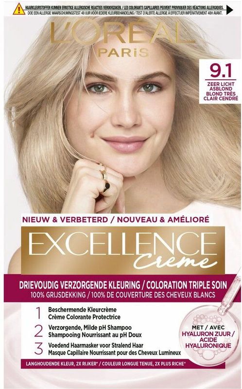 L'Oréal - Excellence Crème - Haarkleuring - 9.1 Zeer Licht Asblond
