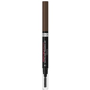 L'Oréal Paris Wenkbrauwstift met uitdraaibare driehoekige punt voor gedefinieerde en natuurlijke wenkbrauwen, infaillible brows, 24 uur Brow Filling Triangular Pencil, nr. 1.0 Ebony