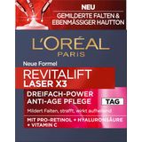 L'Oréal Paris Anti-Aging Tagescreme mit Dreichfachpower für Frauen: mildert Falten, mit Pro-Retinol, Hyaluronsäure & Vitamin C – Revitalift Laser, Straffende Feuchtigkeitspflege, 1x 50ml