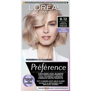 L'Oréal Préférence Cool Blondes Permanente Haarkleuring 8.12 Licht As Beigeblond