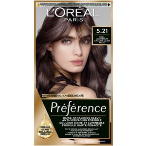 3x L'Oréal Préférence Permanente Haarkleuring 5.21 Koel Lichtbruin