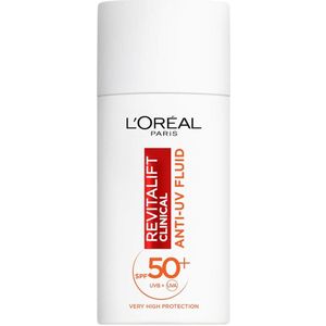 L'Oréal Paris Revitalift Clinical, gezichtsverzorging met SPF 50+ en antioxiderende vitamine C, anti-uv-vloeistof voor alle huidtypes, tegen de eerste tekenen van huidveroudering, 1 x 50 ml druppels
