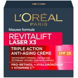 L’Oréal Paris Revitalift Laser X3 Anti-Rimpel Dagcrème Met SPF 25 - Drievoudige Werking - Vitamine C, Hyaluronzuur, Pro-Retinol - 50 ML