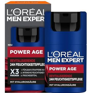 L'Oréal Men Expert Anti-rimpel gezichtsverzorging voor mannen, anti-aging vochtinbrengende crème voor vermoeide en matte huid, gezichtscrème voor mannen met hyaluronzuur, Power Age, 1 x 50 ml