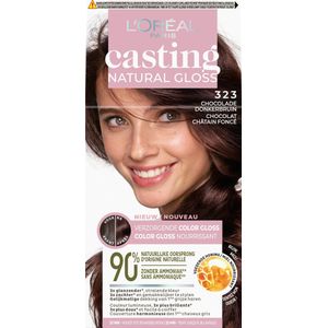 L'Oréal Paris Casting Natural Gloss 323 Chocolade Donkerbruin Semi-Permanente Haarkleuring - 1+1 Gratis