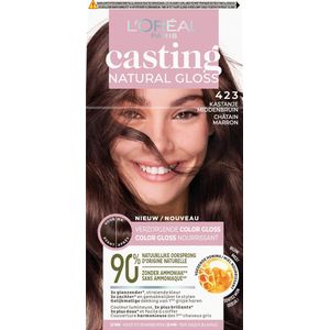 L'Oréal Paris Casting Natural Gloss 423 Kastanje Middenbruin Semi-Permanente Haarkleuring - 1+1 Gratis