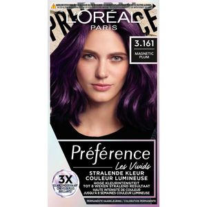 1+1 gratis: L'Oréal Preference Vivids Permanente Haarkleuring 3.161 Magnetic Plum