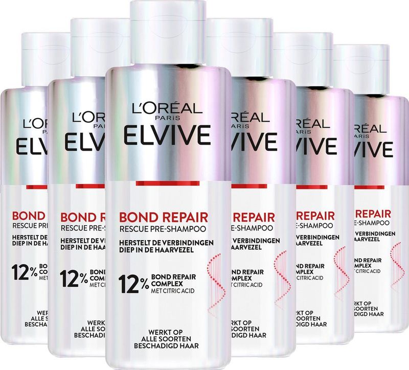L'Oréal Paris - Elvive Bond Repair - Pre-Shampoo - 6 x 200ml - Beschadigd Haar