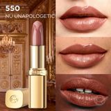 L'Oréal Paris Lippenstift voor een zijdeachtige afwerking en 12 uur vocht, 75% voedende ingrediënten, Color Riche Satin Nude, kleur: 550 Nu Unapologetic, 4 g