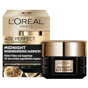 L'Oréal Paris Anti-aging oogcrème voor zichtbaar jongere huid, met schoonheidsslaaptechnologie en antioxidantcomplex, middernachtoogcrème, 15 ml