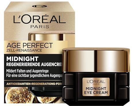 L'ORÉAL PARIS Anti-Aging-Augencreme Age Perfect - Midnight Regenerierende Augencreme, Mildert Falten & Für eine sichtbar jugendlichere Augenpartie