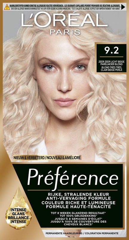 L'Oréal Paris Préférence Zeer Zeer Licht Beige Parelmoer Blond 9.2 - Permanente Haarkleuring