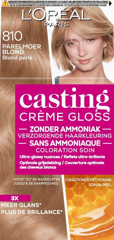 L'Oréal Paris Casting Crème Gloss Parelmoer Blond 810 - Semi-permanente Haarkleuring Zonder Ammoniak