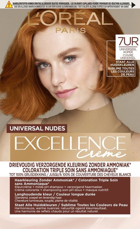 L'Oréal Paris Excellence Universal Nudes Koperrood 7UR - Permanente Haarkleuring Zonder Ammoniak