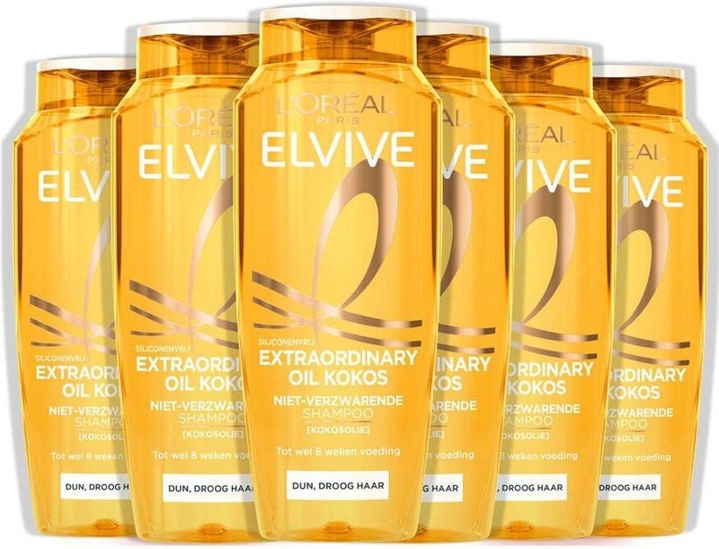 L'Oréal Paris - Elvive Extraordinary Oil - Shampoo - 6 x 250 ml - Voor Dun, Droog Haar