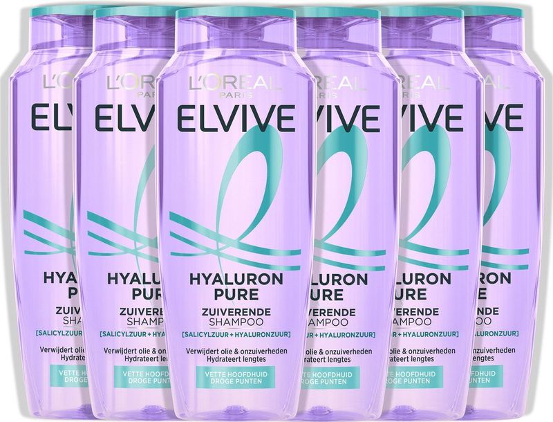 L'Oréal - Elvive Hyaluron Pure - Shampoo - 250 ml - Voor Vette Hoofdhuid