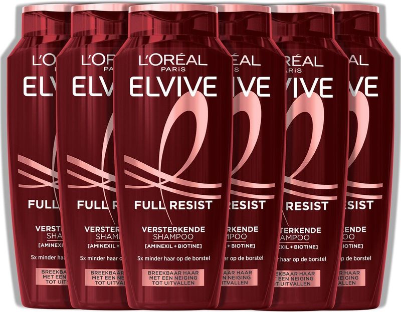 L'Oréal Paris - Elvive Full Resist - Shampoo - Transparant - 6x 250ML - Met Aminexil + Biotine