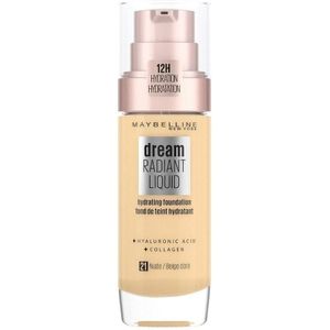 Maybelline New York - Dream Radiant Liquid - 21 Nude Beige - Foundation Geschikt voor de Droge Huid met Hyaluronzuur - 30 ml