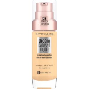 Maybelline New York - Dream Radiant Liquid - 21 Nude Beige - Foundation Geschikt voor de Droge Huid met Hyaluronzuur - 30 ml