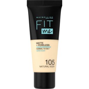 Maybelline - Fit Me Matte + Poreless - Foundation - 105 Natural Ivory - 3x