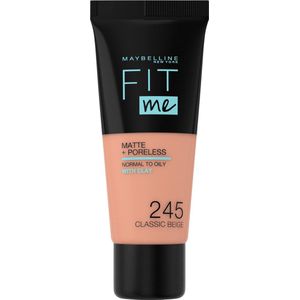 Maybelline Fit Me! Matte+Poreless matterende foundation voor normale tot vette huid Tint 245 Classic Beige 30 ml