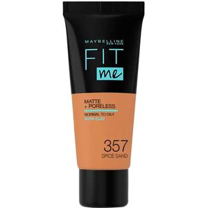 Maybelline New York - Fit Me Matte + Poreless Foundation - 357 Spiced Sand - Medium Dekkende Foundation met Matte Finish voor de Normale tot Vette Huid - 30 ml