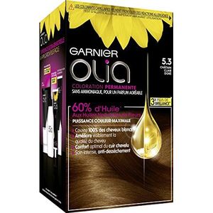 Garnier - Olia - Permanente Haarkleuring - Lichtbruin Goud - Natuurlijke Bloemolie