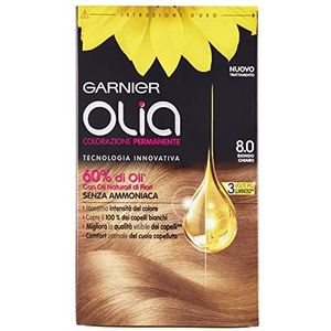 Permanente kleuring en kleuring van Garnier Olia 8.0 lichtblond