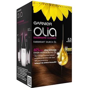 Garnier Olia 5.3 lang houdende haarkleuring met 60% bloemolie voor intense kleur - zonder ammoniak voor aangename geur, goudbruin, 3 stuks